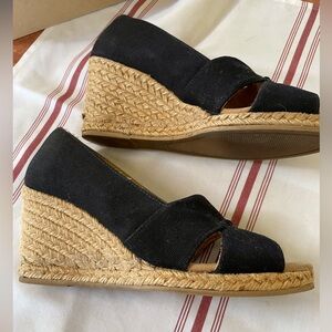 G.H. Bass & Co. Black Canvas Wedge Espadrilles